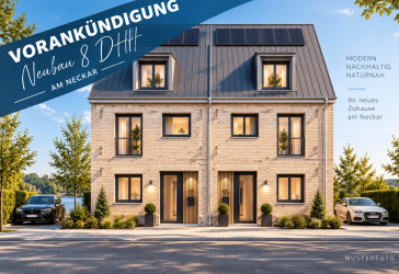 Vorankündigung – Neubauprojekt mit 8 modernen Doppelhaushälften direkt am Neckar