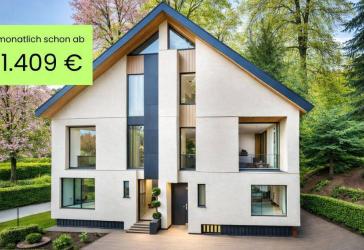 Eigenheim Schlüsselfertig einschl. Grundstück schon für 1.409€ monatliche Rate mit günstigem Darlehen