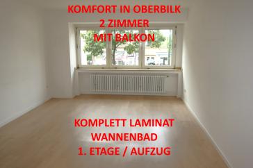 KOMFORTWOHNUNG IN OBERBILK 2 ZIMMER MIT BALKON WANNENBAD KOMPLETT LAMINAT 1. ETAGE / AUFZUG