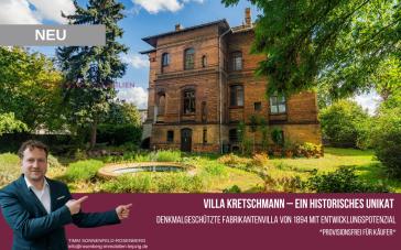 Villa Kretschmann in Borsdorf:Denkmal, Garten & Gestaltungsspielraum – provisionsfrei für Käufer