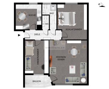 Lindenthaler Wohntraum: Stilvolle 3-Zimmer-Wohnung mit sonniger Loggia und Blick ins Grüne – 50935 Köln – Vorschaubild 2