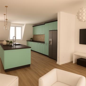 Gut ausgestattete 3 Zimmer-Wohnung mit Dachterrasse & Einbauküche in Düsseldorf Pempelfort