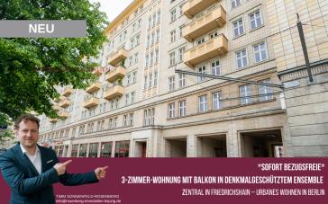 *neu - bezugsfrei* Denkmalgeschützte 3-Zimmer-Wohnung mit Balkon an der Karl-Marx-Allee – Bild 1 von 11