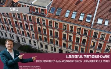 *Provisionsfrei für Käufer + direkt einziehen*Stuck, Stil & Gohlis: 3-Raum-Wohnung mit Balkon – Bild 1 von 14