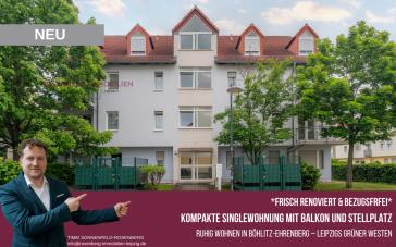 frisch renoviert und bezugsfrei -Kompakte Singlewohnung mit Balkon & Stellplatz im Leipziger Westen – Bild 1 von 12