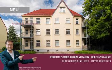 Vermietete 2-Zimmer-Wohnung mit Balkon –solide Kapitalanlage in Leipzig-Engelsdorf – Bild 1 von 11