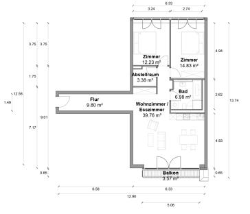 Perfekt geschnittene 3 Zimmer Wohnung mit ca. 87m², EBK und Balkon ins Grüne direkt in Mitte! – Vorschaubild 5